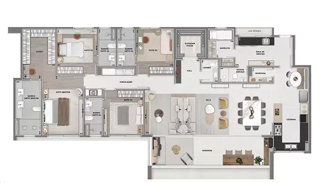 Apartamento Tipo - 202,27 m²