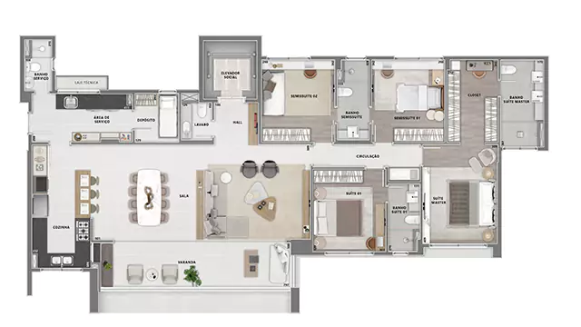 Apartamento Tipo - 174,60 m²