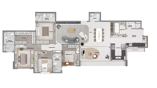 Apartamento Tipo - Final 02 e 04 - 157,03 m²