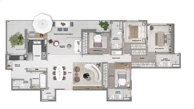 Apartamento Garden - Final 01 - 164,78 m²